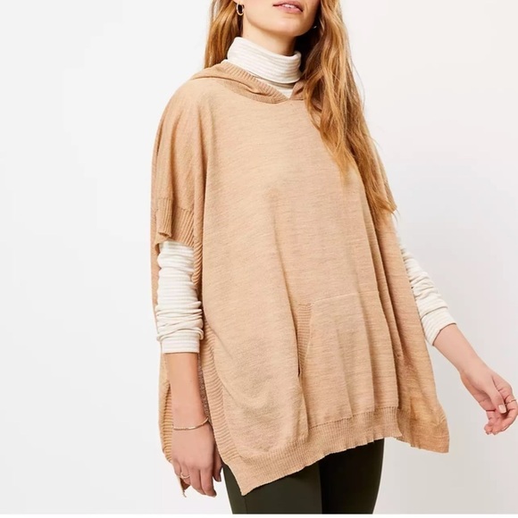 NWT Hoodie Poncho Desert Khaki M/L Neutral - Picture 1 of 13